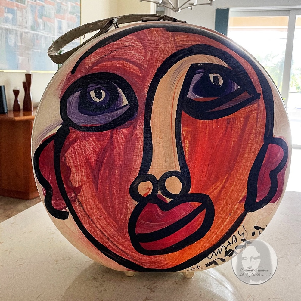 Vintage Peter Keil Painted Round Suitcase Rolling Stones Berlin Tour '77